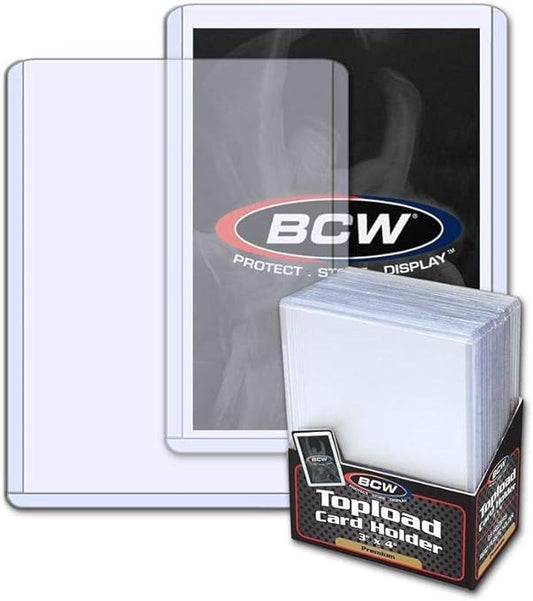 BCW 3x4 Topload Card Holder - Premium 20PT Thickness | 25 Pack | Quality Rigid PVC Protector for Standard Size Trading Cards